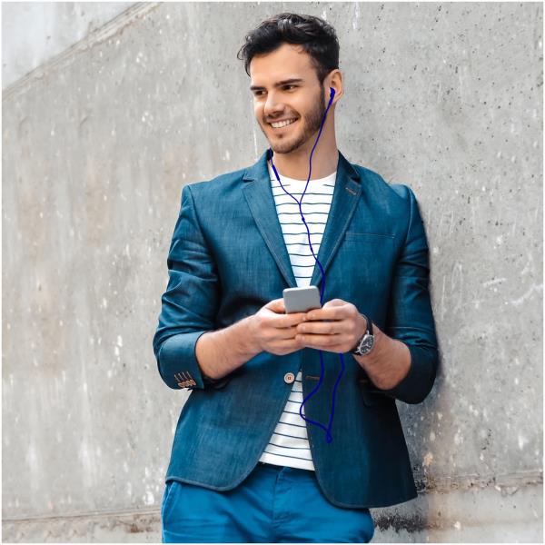 Stereo Ear 3.5Mm Round Cable Blu - immagine 2