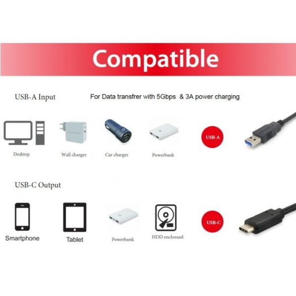 USB 3.2 Gen 1X1 C Male To A Male Ca - immagine 4