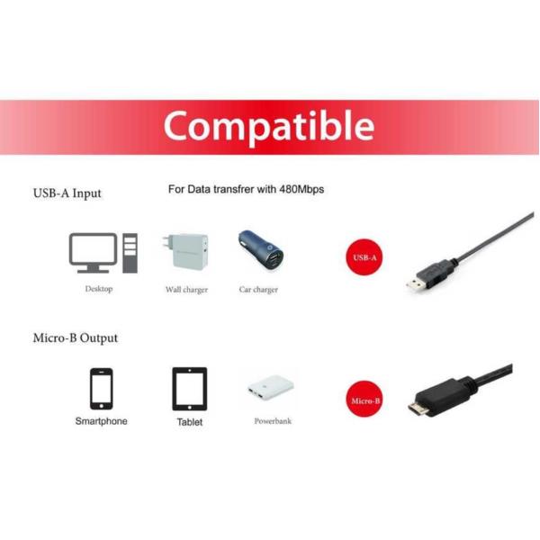 USB 2.0 Cable A/M -> Micro B/M 1.0 - immagine 5