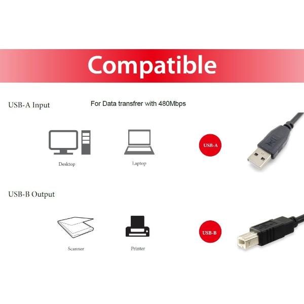USB 2.0 Cable B->C M/M 1 0M Type C - immagine 4