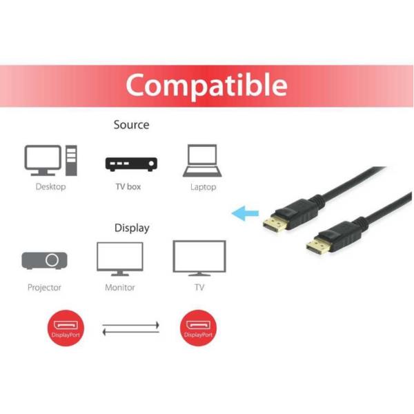 Display Port 1.4 Cable M/M 3 0M B - immagine 4