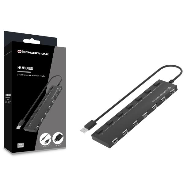 7-Port USB 2.0 Hub With Power Adapt - immagine 3