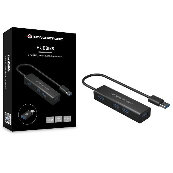4-Ports USB 3.0 Hub With USB-C Adap - immagine 3