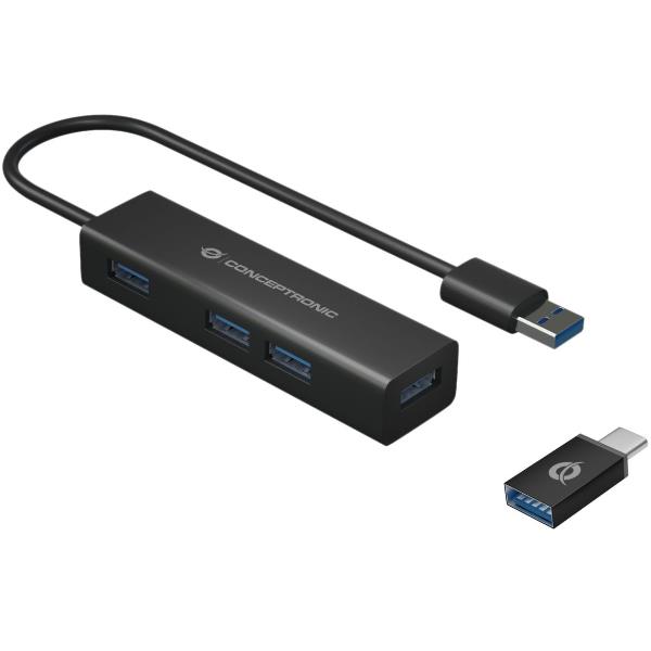 4-Ports USB 3.0 Hub With USB-C Adap - immagine 4