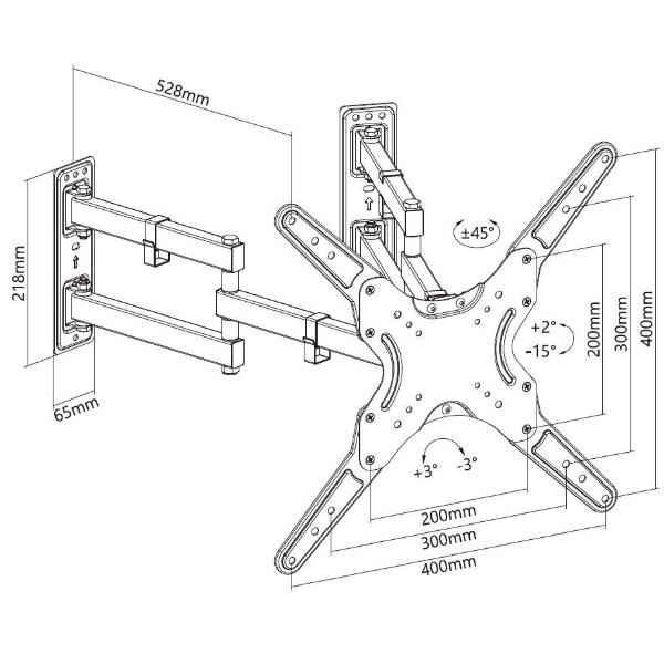23 -55 Full Motion Corner Tv Wall - immagine 5
