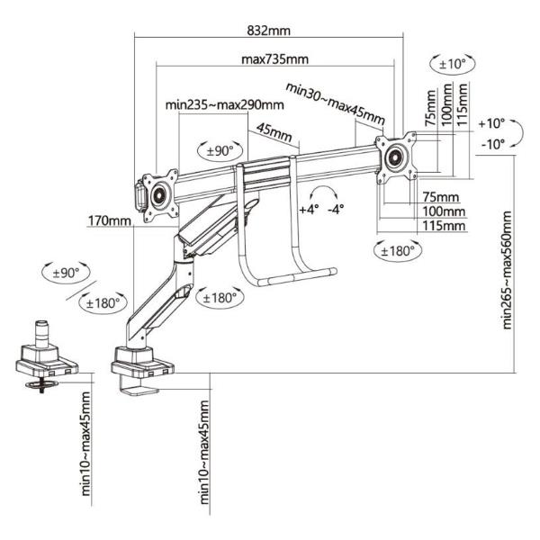 17 -32 Dual Monitor Desk Mount Br - immagine 2