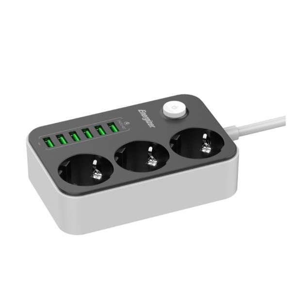 Multipresa 3 Schuko + 6 USB B/N - immagine 2