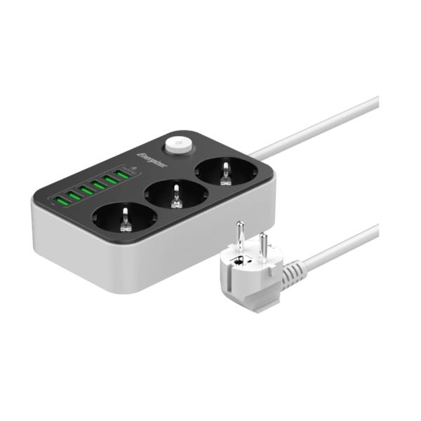 Multipresa 3 Schuko + 6 USB B/N - immagine 3