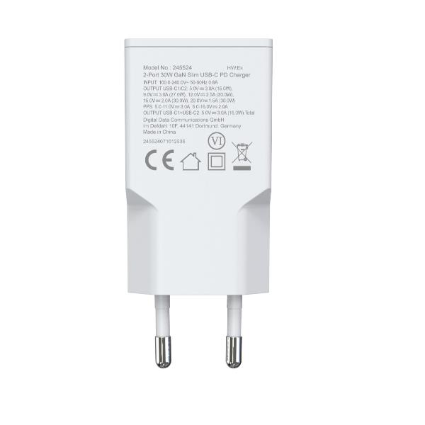 2-Port 30W Gan Slim USB-C Pd Charg - immagine 5