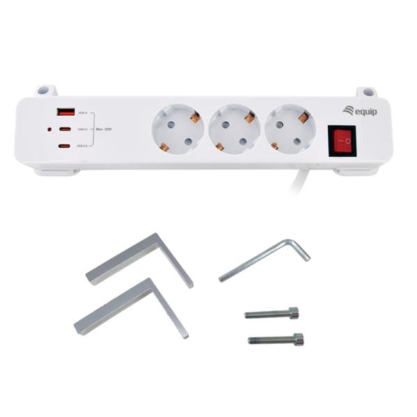 3-Outlet Clamp Power Strip 3-USB - immagine 2