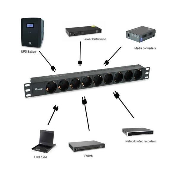 Power Strip 9Bay Cee7/4 W. 1 8M Cab - immagine 5