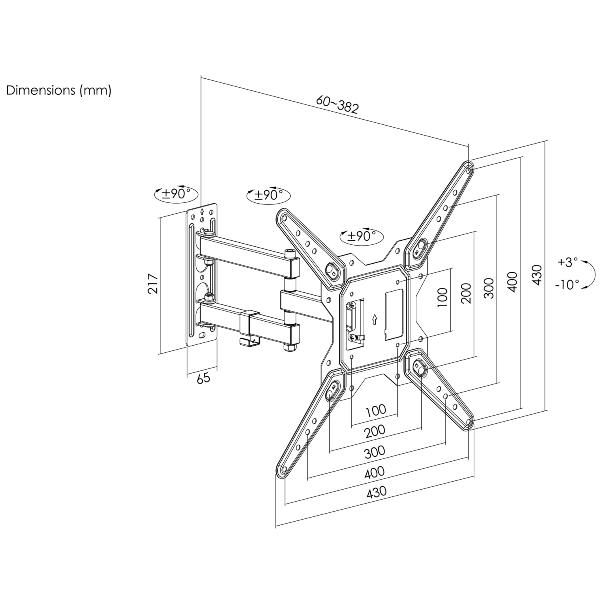23"-55" Full Motion Tv Wall Mount - immagine 3
