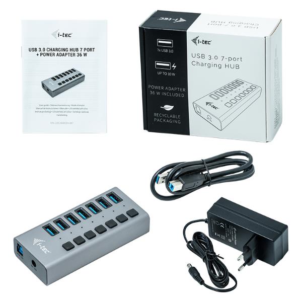USB 3.0 Charg 7 Port+Pw Adapt 36W - immagine 4