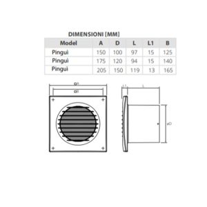 Aspiratore 16W Incasso 175X175 174