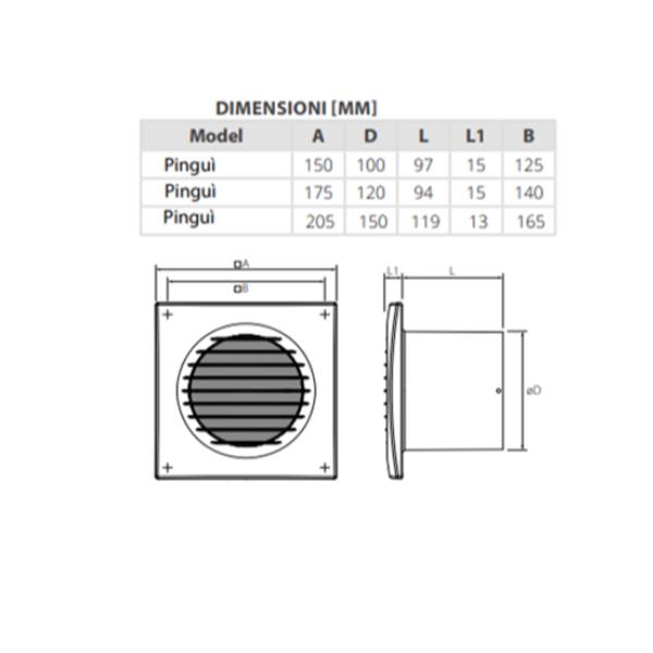 Aspiratore 16W Incasso 175X175 174