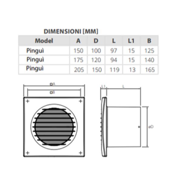 Aspiratore 14W Incasso 150X150 95 - immagine 3