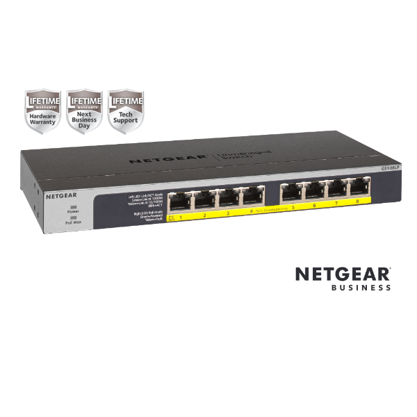 8Pt PoE/PoE+Gigabit Unmanaged Swch