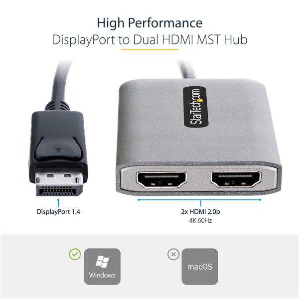 Adattatore DP A 2 HDMI Mst Hub - immagine 6