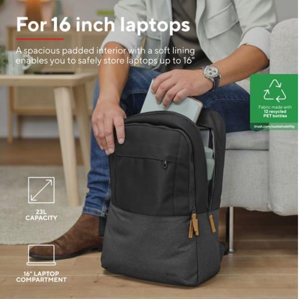 Lisboa 16" Backpack - Nero - immagine 2