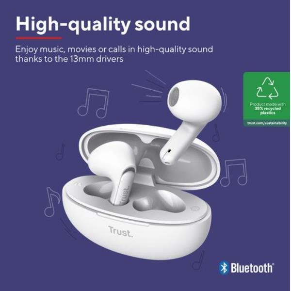 Yavi Bluetooth Enc Earphones Bianco - immagine 2