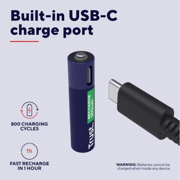 USB-C Rechargeable Batteries 4P - A - immagine 4