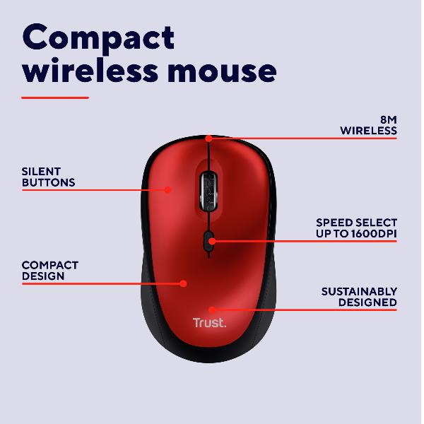 Yvi+ Wireless Mouse Eco Rosso - immagine 4