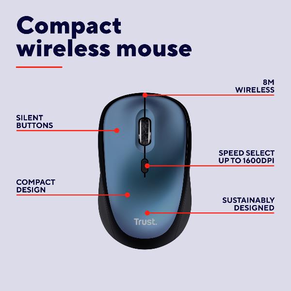 Yvi+ Wireless Mouse Eco Blu - immagine 3