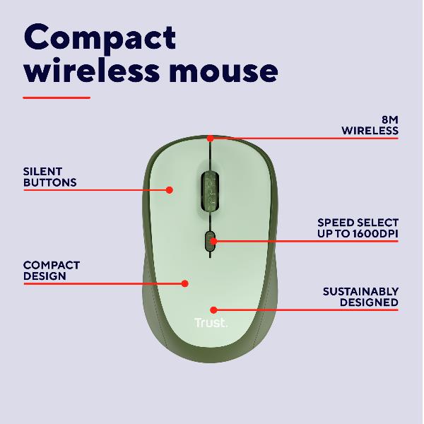 Yvi+ Wireless Mouse Eco Verde - immagine 5