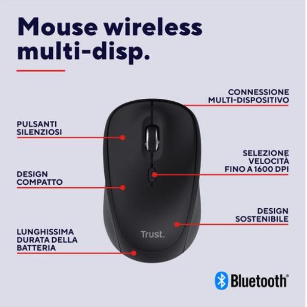 Yvi+ Multi-Device Wireless Mouse Bl - immagine 3