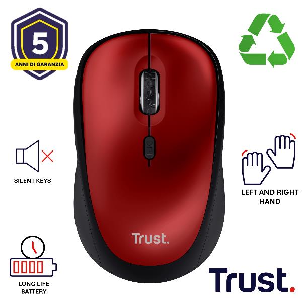 Yvi+ Wireless Mouse Eco Rosso - immagine 2