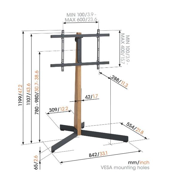Tvs 3695 Floorstand Oak Steel - immagine 6