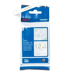 Nastro In Tess 12Mm Oro Su Bianco