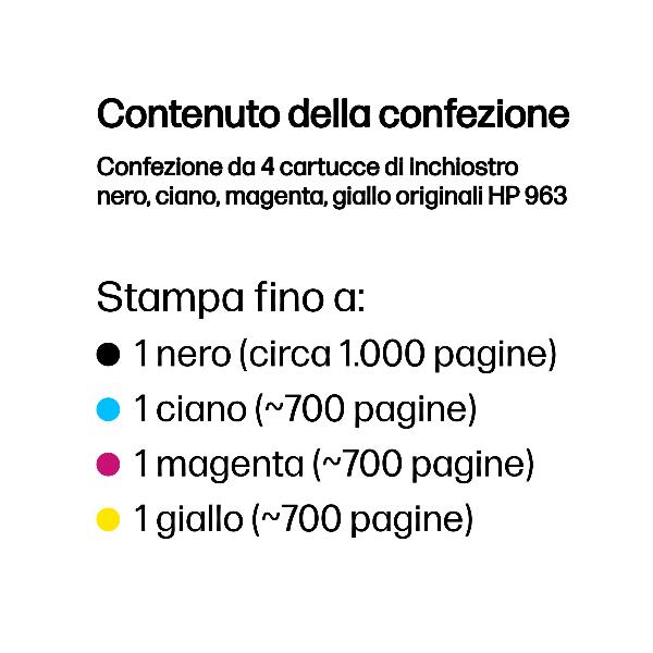 HP 963 Cmyk Original Ink 4-Pack - immagine 4