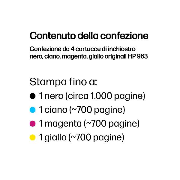 HP 963 Cmyk Original Ink 4-Pack - immagine 8