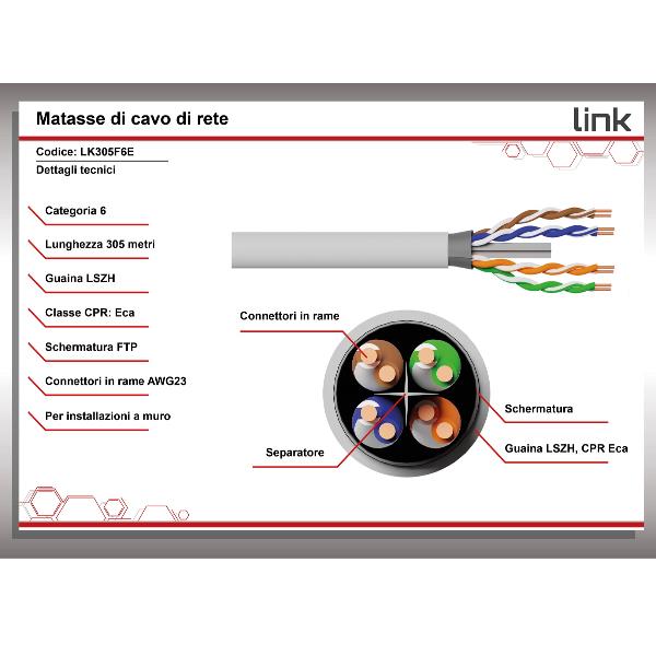 Matassa Schermata Lszh Cat.6 305Mt - immagine 4