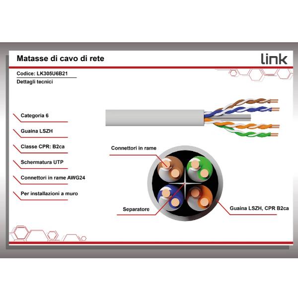 Matassa Schermata Lszh Cat.6 305Mt - immagine 6