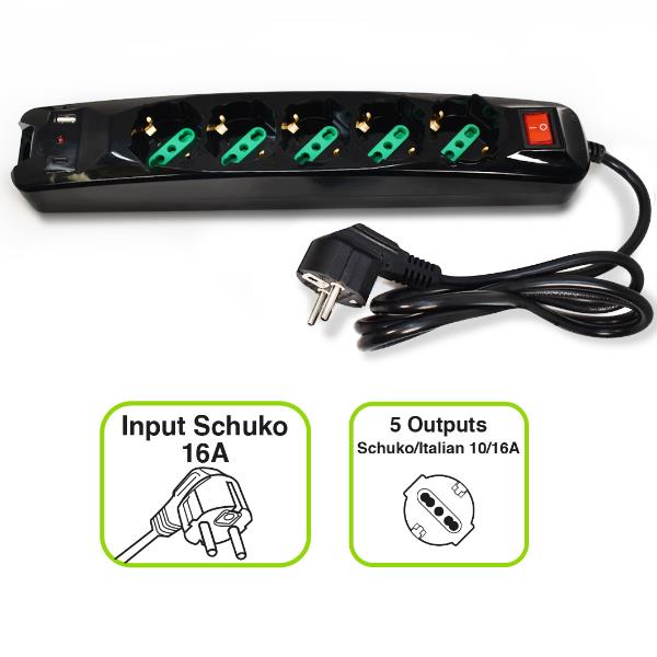 Multipresa USB Schuko 5 Uscite - immagine 2